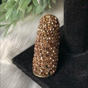 Bronze and gold colored rhinestone knuckle ring